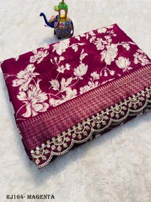 Magenta Pink crepe Silk Saree