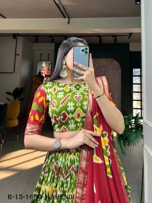 Mahendi Patola Printed Tussar Silk Lehenga choli