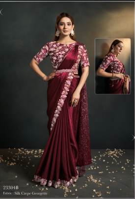 Mahotsav Moh Manthan Silk Crepe Georgette Ready to Wear Saree with Stitched Blouse