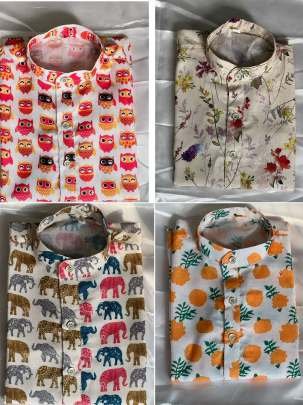 Marigold Printed Cotton Kids Kurta and Pyjama