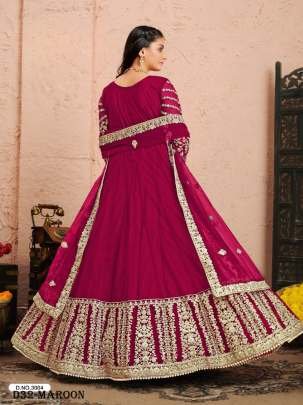 Maroon Color Embroidered Designer Anarkali Suit