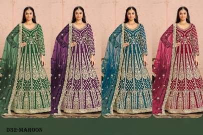 Maroon Color Embroidered Designer Anarkali Suit