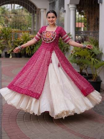 Maroon Colour Kutchi Patche Navratri Lehenga 