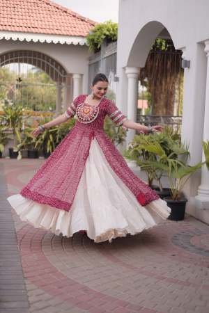Maroon Colour Kutchi Patche Navratri Lehenga
