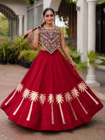 Maroon Colour  Kutchi  Work Lehenga With Choli
