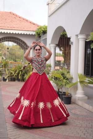 Maroon Colour  Kutchi  Work Lehenga With Choli