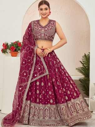 Maroon Embroidered Readymade Lehenga Choli