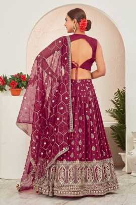Maroon Embroidered Readymade Lehenga Choli