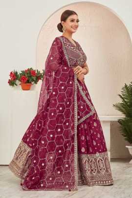 Maroon Embroidered Readymade Lehenga Choli