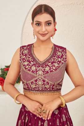 Maroon Embroidered Readymade Lehenga Choli