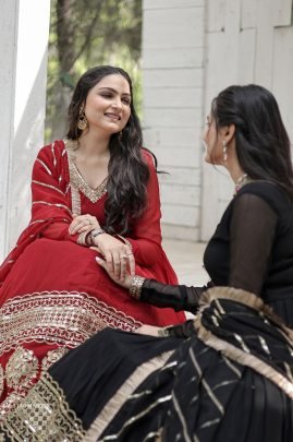 Maroon Embroidered Sequins Work Gown With Dupatta