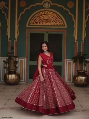 Maroon Fancy Printed Rayon Lehenga Choli With Gotta Patti Lace