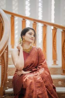 Maroon Gorgeous Zari Work Bnarasi Soft Silk Saree with Blouse