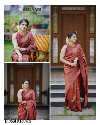 Maroon Gorgeous Zari Work Bnarasi Soft Silk Saree with Blouse