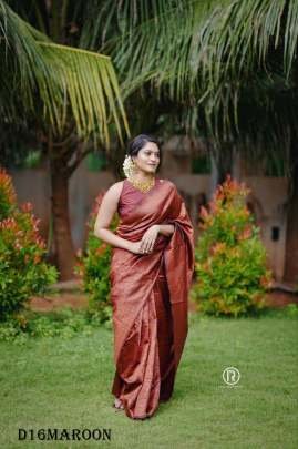 Maroon Gorgeous Zari Work Bnarasi Soft Silk Saree with Blouse
