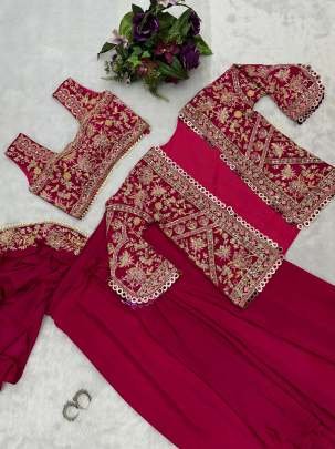 Maroon Party Wear Ready To Wear Sarees With Uniqe Style Koti