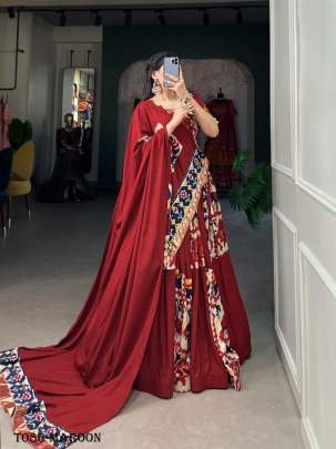 Maroon Rayon Navratri Lehenga Choli Navratri Celebrations