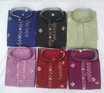 Maroon Silk Kurta And Pyjama With Sequence Embroidery Work