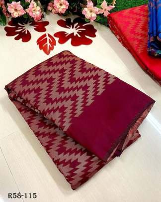 Fancy Maroon Soft Lichi Silk Banarasi Saree