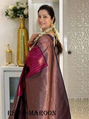 Maroon Wedding Rich Pallu Pure Silk Saree With Brocade Blouse