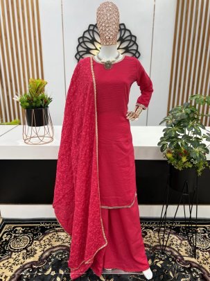 maska cotton silk with real mirror handwork lace border with full sleeve Palazzo suit 