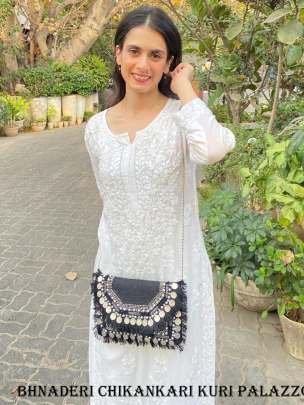 Maslin Cotton Chikankari Kuri Palazzo set