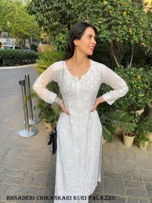Maslin Cotton Chikankari Kuri Palazzo set