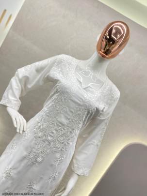 Maslin Cotton Chikankari Kuri Palazzo set