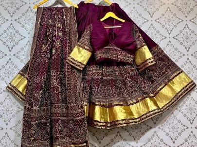 Masrum Gajji Silk Maroon  Choli  With Beautiful  Lagdi Patta