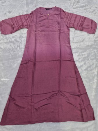 Mauve Pink A-Line Kurta with Lace Detail Sleeves