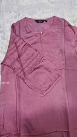Mauve Pink A-Line Kurta with Lace Detail Sleeves
