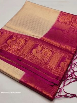 Mayurika Pink And Green Soft Silk Rich Pallu Kubera Pattu Saree