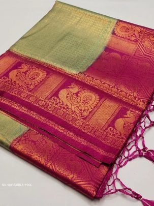 Mayurika Pink Soft Silk Rich Pallu Kubera Pattu Saree