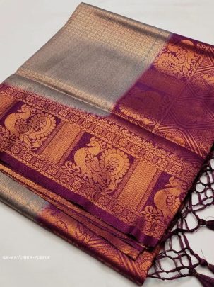 Mayurika Purple Soft Silk Rich Pallu Kubera Pattu Saree