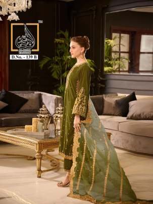 Mehendi Color Heavy Embroidery Work Suit Set