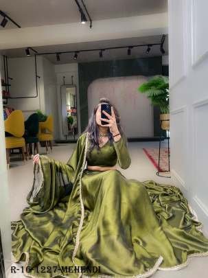 Mehendi Full Plain Rangoli Silk Lehenga Choli