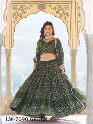 Mehendi Embroidered Faux Georgette Lehenga Choli