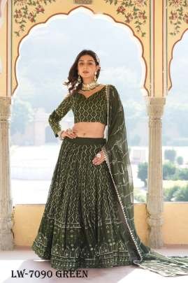 Mehendi Embroidered Faux Georgette Lehenga Choli