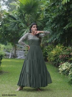 Mehendi Luxury Look Embroidered Gown With 12 Mtr Flair