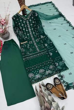 Mehendi Wear  Green Colour Palazzo Suit