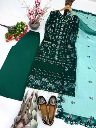 Mehendi Wear  Green Colour Palazzo Suit