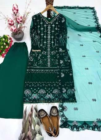Mehendi Wear  Green Colour Palazzo Suit