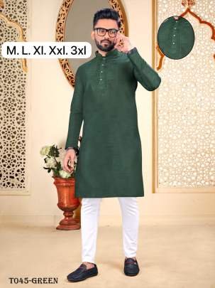 Malbari Green Embroidery Work Kurta With Pajama Set