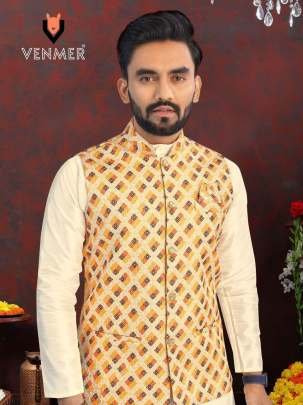 Men Festival Wear Heavy Silk Plain Kurta Pant With Koti
