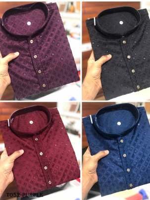 Cotton Rayon Purple Chiken Kurta