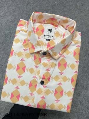 Mens Exclusive Cotton Baby Pink Short Sleeves Shirt