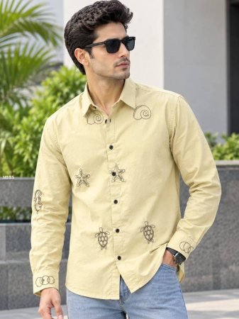 Mens Stylish Casual Wear Yellow Shirt