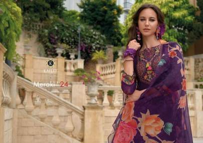 Meraki Exclusive Purple Printed And Hand Work Anarkali Kurtis Pant Set