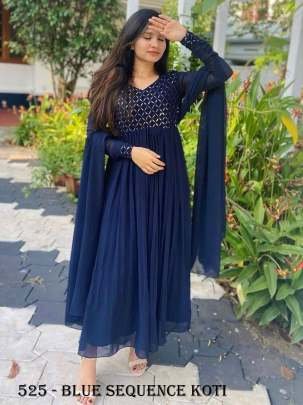 Mesmerizing Sequin Koti Georgette Maxi Dress With Embroidery