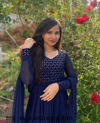 Mesmerizing Sequin Koti Georgette Maxi Dress With Embroidery